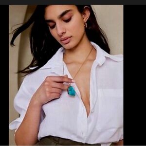 Banana Republic Gold Necklace with Blue Pendant